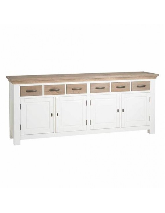 Anrichte Eichenholz Landhausstil , Sideboard Naturholz/Weiß, Breite 220cm