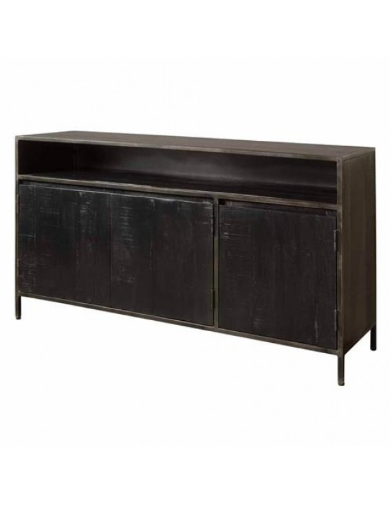 Anrichte Mangoholz, Sideboard Schwarz, Breite 155cm