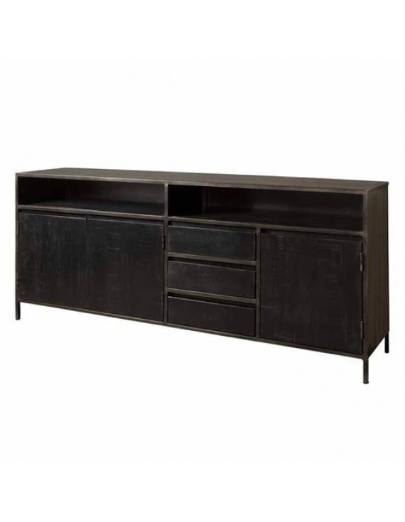 Anrichte Mangoholz, Sideboard Schwarz, Breite 200cm