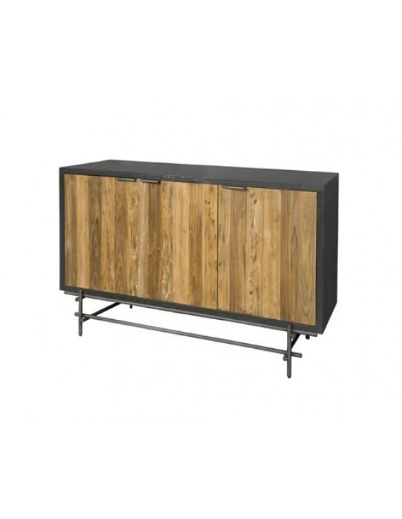 Anrichte Teakholz, Sideboard Naturholz/Schwarz, Breite 165 cm