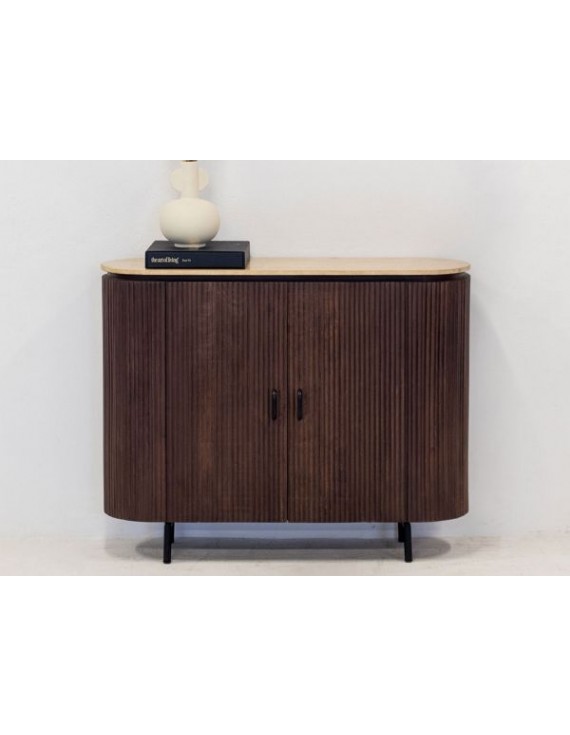 Sideboard, Breite 120cm, Mango Massivholz, braun/beige ,2 Türen