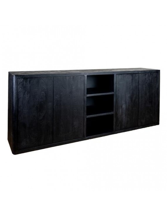 Anrichte Mangoholz, Sideboard Schwarz, Breite 220 cm