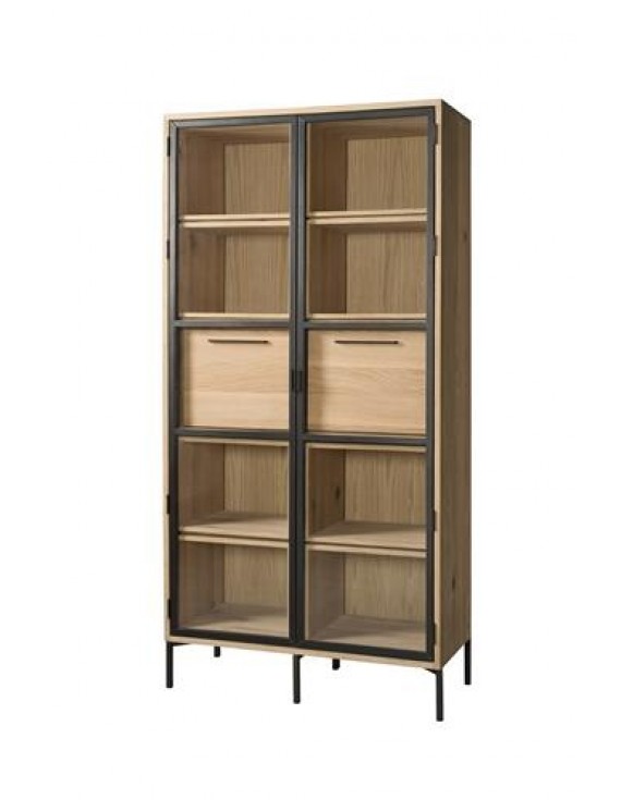 Vitrine Eichenholz/Natur Vitrine Naturholz/ Schwarz, 100 cm