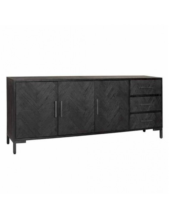 Anrichte Eichenholz, Sideboard Schwarz, Breite 220 cm