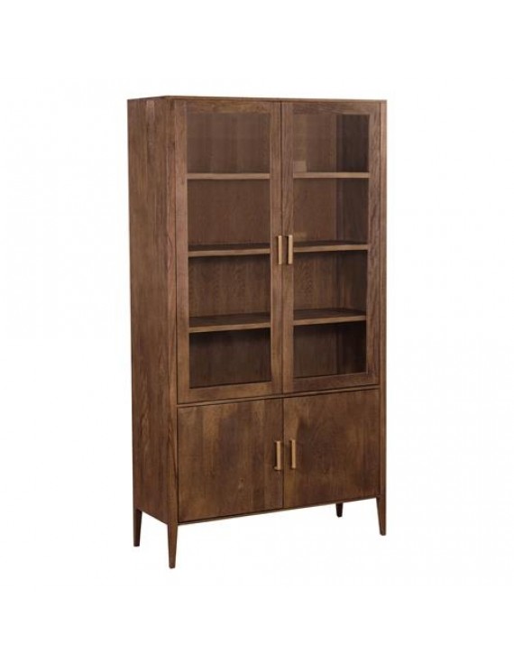 Vitrine Mango-Massivholz, Vitrine Naturholz/Dunkel, 120 cm