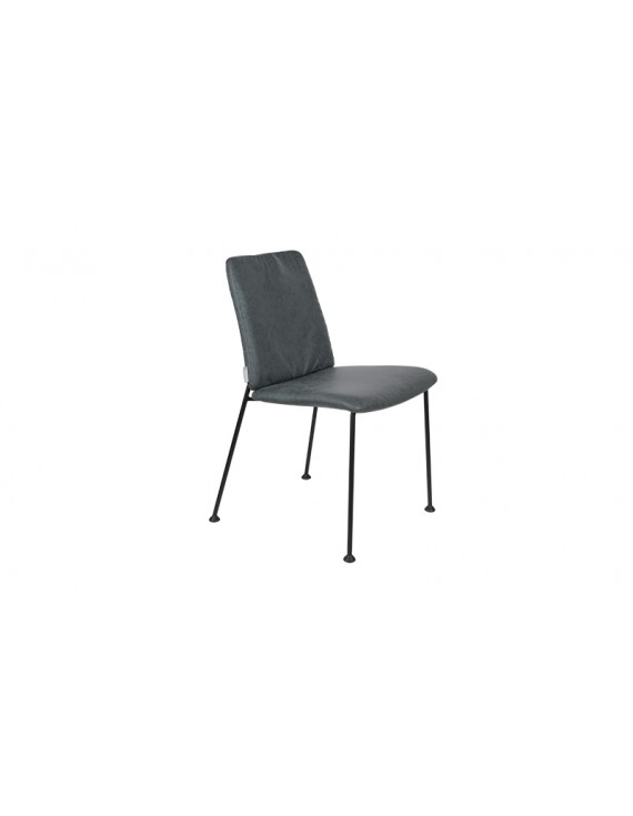 Stuhl grau/blau, Metallbeine schwarz, soft