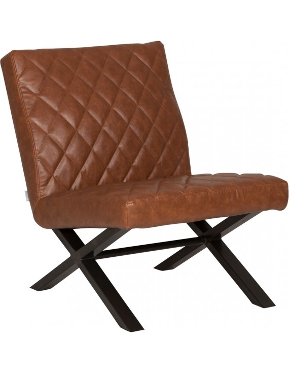 Sessel cognac Industriedesign, Sessel Industrie braun Metall, Lounge