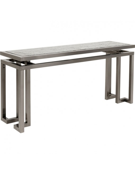 Konsole grau Glas-Metall, Wandtisch grau, Glastisch grau, Breite 160 cm