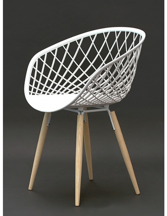Stuhl weiß, Design-Stuhl weiß Stuhlbeinen Holz