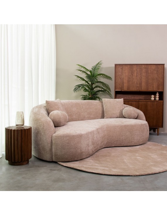 Sofa 3-Sitzer beige Sofa halbrund,  Länge 236 cm