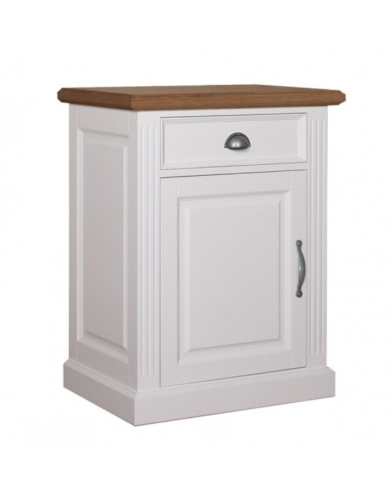 Anrichte weiß mit Eiche, Schrank weiß, Kommode weiß, Wohnzimmerschrank weiß Landhausstil, Breite 72 cm