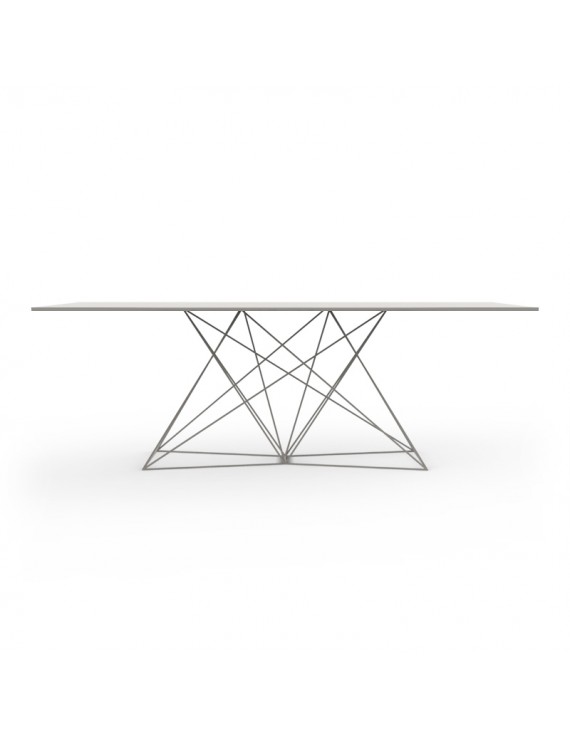 Design Tisch weiß Metall, Esstisch modern weiß, Länge 200 cm