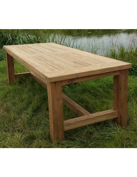 Gartentisch Landhaus Teakholz, Esstisch Massivholz, Tisch Holz massiv, Länge 250 cm