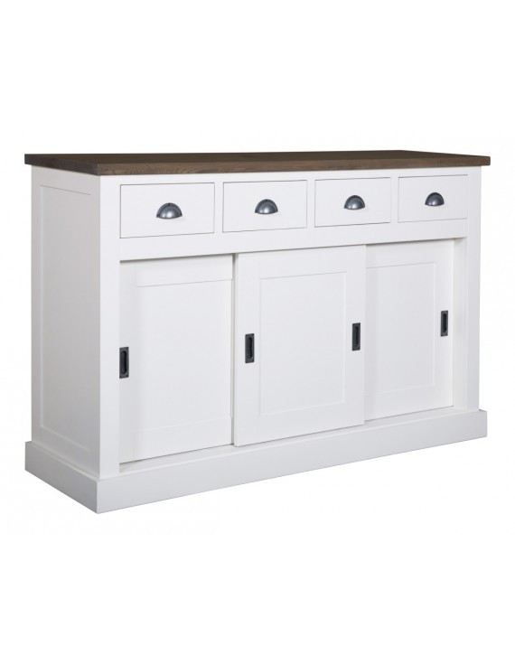 Anrichte weiß Eiche, Schrank weiß Eiche, Kommode weiß, Wohnzimmerschrank weiß Eiche Landhausstil, Breite 150cm