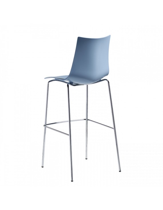 Barstuhl blau, Barstuhl Silber-Gestell, Sitzhöhe 65 cm