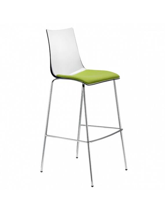 Barstuhl, transparent, Sitzhöhe 80 cm mit Sitzkissen grün
