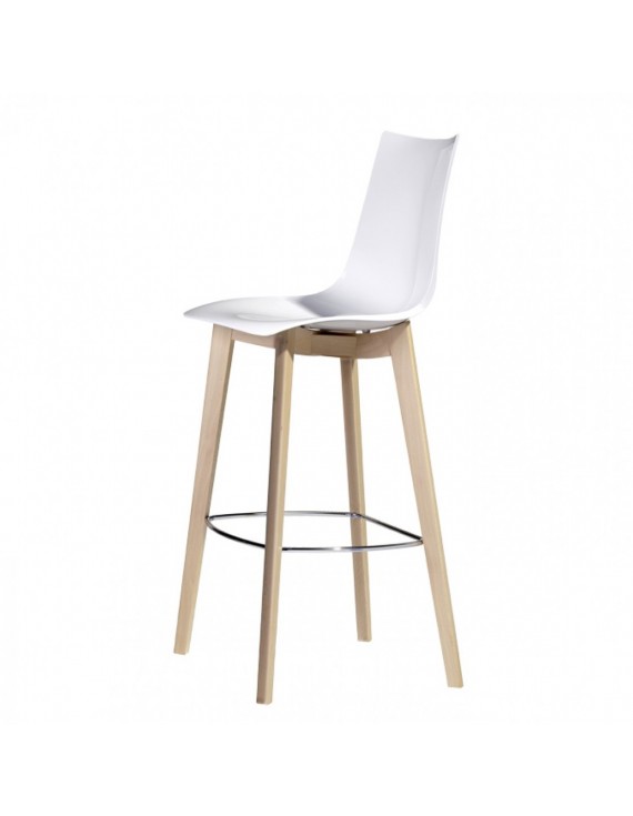 Design Barhocker Natural, weiß gepolstert Sitzhöhe 78 cm