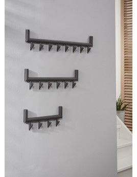 Wandgarderobe Metall grau 6 Haken, Garderobe grau Metall, Breite 59 cm