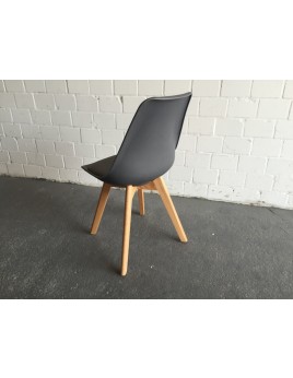 Stuhl grau gepolstert Gestell Massivholz, Stuhl Kunststoff-Holz grau