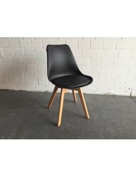 Stuhl schwarz gepolstert Gestell Massivholz, Stuhl Kunststoff-Holz schwarz