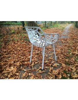 Gartenstuhl weiß, Designstuhl aus Aluminium, Outdoor-Stuhl weiß