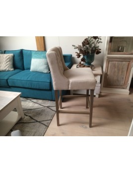 Barstuhl leinen-sand  gepolstert, Barhocker, Sitzhöhe 75 cm