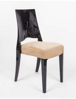 Stuhl schwarz mit Sitzkissen,  Outdoor Stuhl aus Kunststoff schwarz
