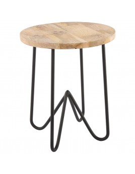 Hocker schwarz Industriedesign Metall-Holz, Hocker Metall schwarz, Höhe 46 cm