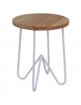 Hocker weiß Industriedesign Metall-Holz, Hocker Metall weiß, Höhe 46 cm