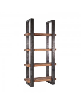 Bücherregal im Industriestyle aus Holz/Metall in schwarz, Höhe 200 cm