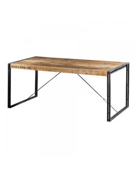 Esstisch Massiv mit Metallbeinen - schwarz, Industriestyle, 160x90 cm