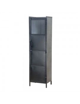 Aufbewahrungsschrank aus Metall, schwarz, Industriestyle, 1 Tür, Höhe 180 cm