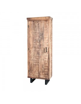 Schrank mit 1 Tür aus Mango Holz, Industriestyle, Höhe 197 cm