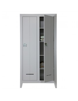 Schrank grau, Schrank 2 Türen, Kinderzimmerschrank grau, Breite 95 cm