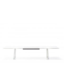Konferenztisch weiß mit Kabelauslass,  Tisch weiß, Länge 300 cm