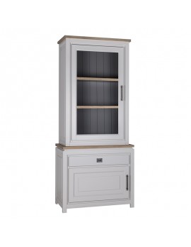 Vitrine weiß, Geschirrschrank weiß, Buffetschrank weiß, Vitrine im Landhausstil, Maße 220x95 cm