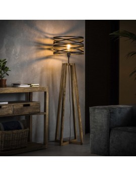 Stehlampe aus Holz,  Stehlampe Metallschirm, höhe 135 cm