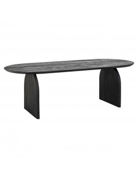 Ovaler Esstisch schwarz aus Mangoholz, Tisch oval modern, Breite 200 cm