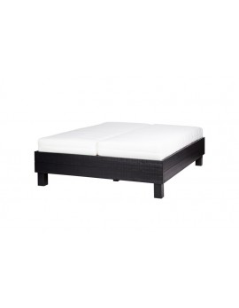 Bett aus Kiefernholz, Doppelbett schwarz, Länge 205cm