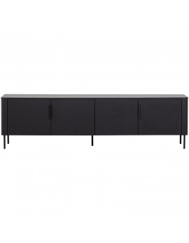 TV Schrank schwarz, Fernsehschrank Kiefernholz, Breite 200 cm