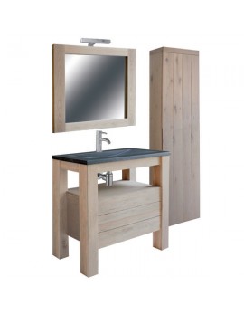 Badezimmer Set 5 teilig, Waschtisch mit Badezimmerschrank und Spiegel,´Bad Möbel Set, Breite 100 cm