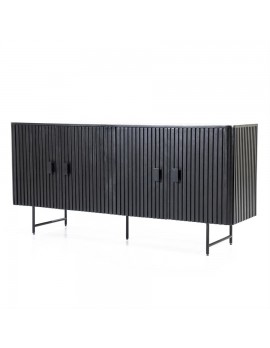 Massivholz Sideboard schwarz, Anrichte schwarz Holz, Sideboard Holz schwarz, Breite 170 cm