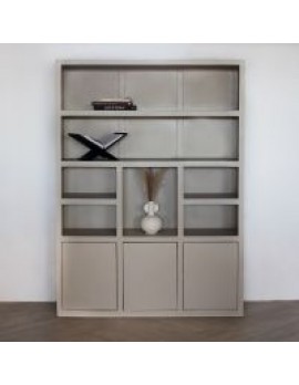 Wandschrank Bücherregal, Hartholz, beige 160 x 220 cm