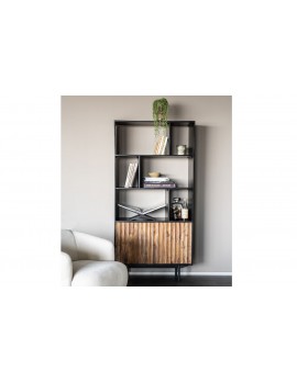 Schrank Regal, Höhe 190 cm, Mangoholz/ braun, schwarz