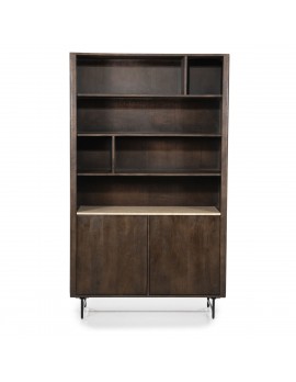 Schrank Regal, Höhe 200 cm, Mango Massivholz/ braun