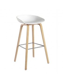Design Barstuhl weiß Naturholz, Barhocker weiß, Sitzhöhe 74 cm