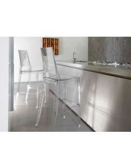 Design Barstuhl, transparent, Sitzhöhe 74 cm, Outdoor