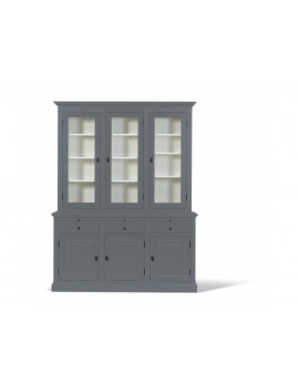 Vitrine grau, Geschirrschrank  im Landhausstil, Vitrine-Schrank in vier Farben, Breite 177 cm