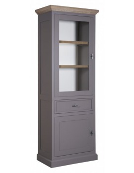 Geschirrschrank mit Eiche, Buffetschrank mit Eiche, Vitrine, Schrank mit Eiche Landhausstil, Breite 77cm