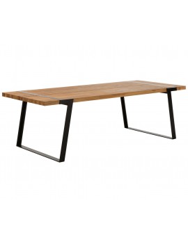 Esstisch Eiche-Natur Tischplatte,  Tisch Eiche massiv, Tischbeine Metall schwarz, Maße 240 x 100 cm 